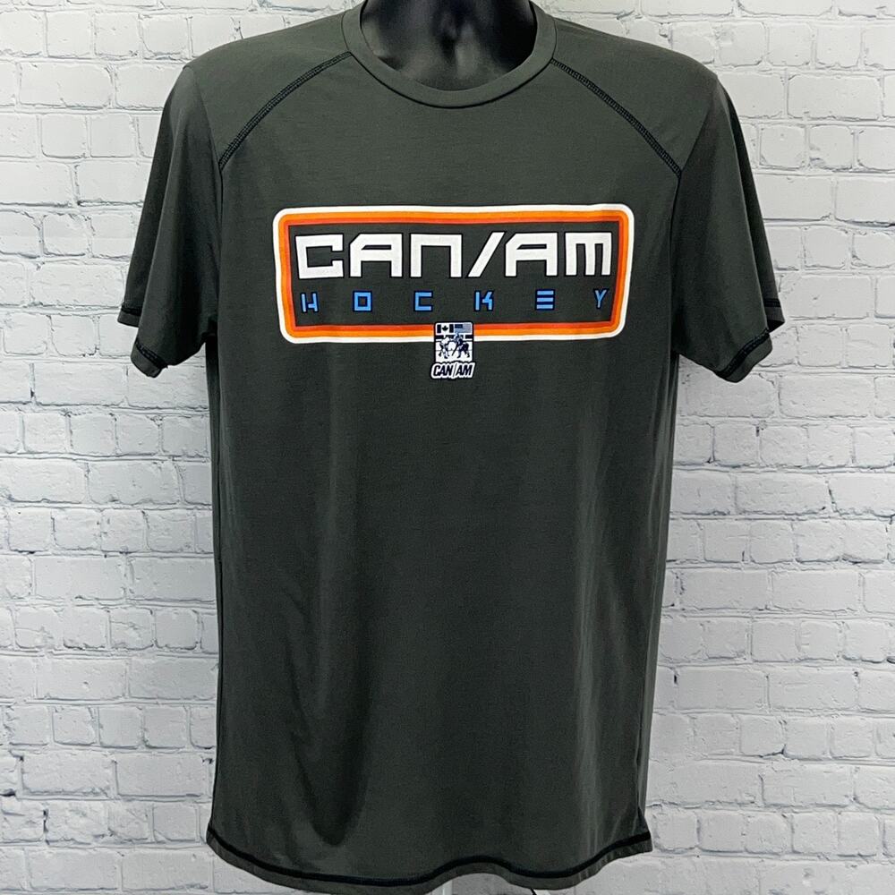 CAN/AM Hockey T Shirt Unisex M Medium Gray Canadian American Short Sleeve Tee